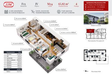 Rzut - Mieszkanie na sprzedaż 4 pokoje o powierzchni 65,94 m² - numer 24 w Tęczowy Zakątek