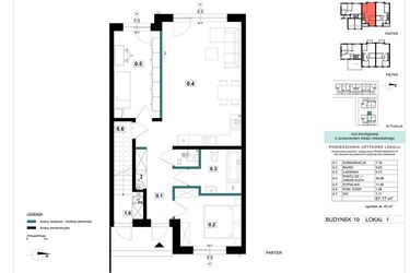 Rzut - Mieszkanie na sprzedaż 3 pokoje o powierzchni 67,17 m² - numer 19-1 w Błonie Bosco