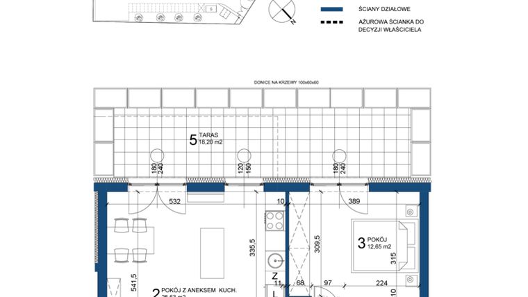Rzut - Mieszkanie na sprzedaż 2 pokoje o powierzchni 48,89 m² - numer 83 w Bursztynowy Dom