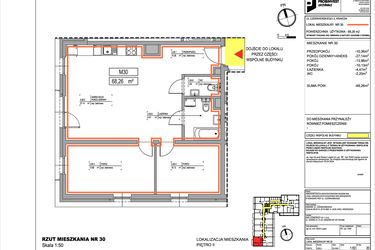 Rzut - Mieszkanie na sprzedaż 3 pokoje o powierzchni 68,26 m² - numer 3.30 w Czerwieńskiego 3