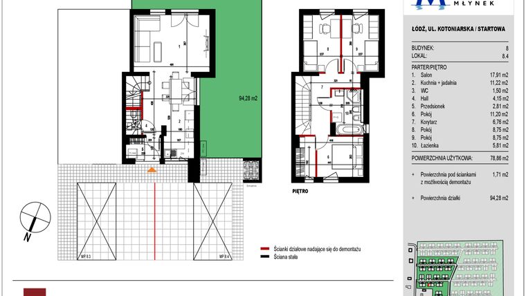 Rzut - Mieszkanie na sprzedaż 4 pokoje o powierzchni 78,79 m² - numer 8.4 w Przystań Młynek