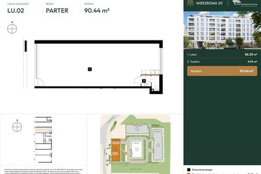 Rzut - Lokal użytkowy na sprzedaż 1 pokój o powierzchni 90,42 m² - numer LU2 w Wierzbowa 20
