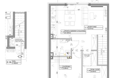 Rzut - Mieszkanie na sprzedaż 3 pokoje o powierzchni 58,82 m² - numer 74 w Manufaktura Marki 2 etap III