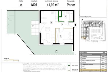Rzut - Mieszkanie na sprzedaż 2 pokoje o powierzchni 41,92 m² - numer M06 w Zagórskie Tarasy