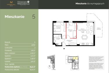Rzut - Mieszkanie na sprzedaż 3 pokoje o powierzchni 63,21 m² - numer A5 w Stawowa Residence - etap V