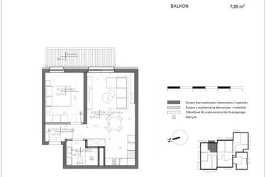 Rzut - Mieszkanie na sprzedaż 2 pokoje o powierzchni 46,15 m² - numer B.2.6 w Polanka 21