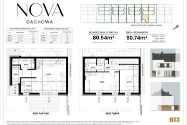 Rzut - Dom na sprzedaż 3 pokoje o powierzchni 80,54 m² - numer B13 w Nova Dachowa II