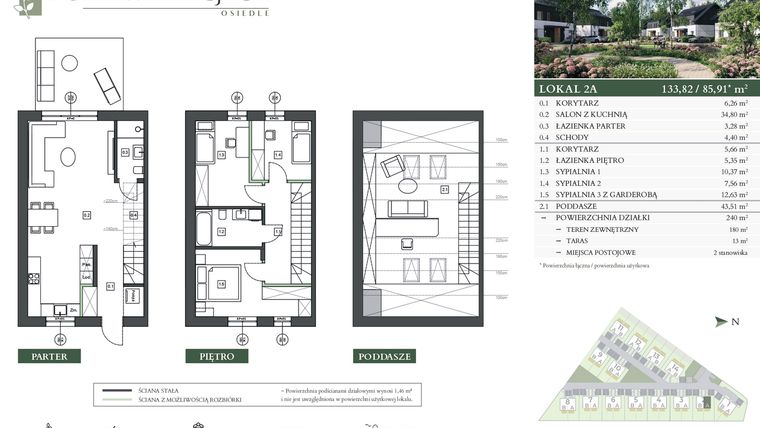 Rzut - Dom na sprzedaż 4 pokoje o powierzchni 133,82 m² - numer 2A w Domy w akacjach