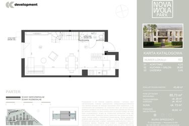 Rzut - Dom na sprzedaż 4 pokoje o powierzchni 85,73 m² - numer 6D w Nova Wola Park II
