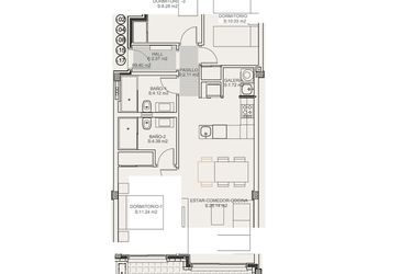 Rzut - Mieszkanie na sprzedaż 3 pokoje o powierzchni 113,2 m² - numer 0-1.02 w Apartamenty w Torrevieja - 51618202