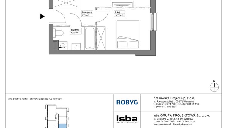 Rzut - Mieszkanie na sprzedaż 2 pokoje o powierzchni 41,43 m² - numer KR8/A/1/8 w Apartamenty Krakowska etap VIII