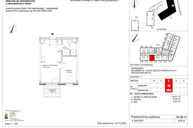 Rzut - Lokal użytkowy na sprzedaż 2 pokoje o powierzchni 34,08 m² - numer 21 w RZ21