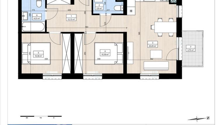 Rzut - Mieszkanie na sprzedaż 3 pokoje o powierzchni 60,6 m² - numer B4/2/30 w Montano bud. B4
