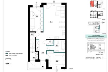 Rzut - Mieszkanie na sprzedaż 3 pokoje o powierzchni 67,17 m² - numer 21-1 w Błonie Bosco