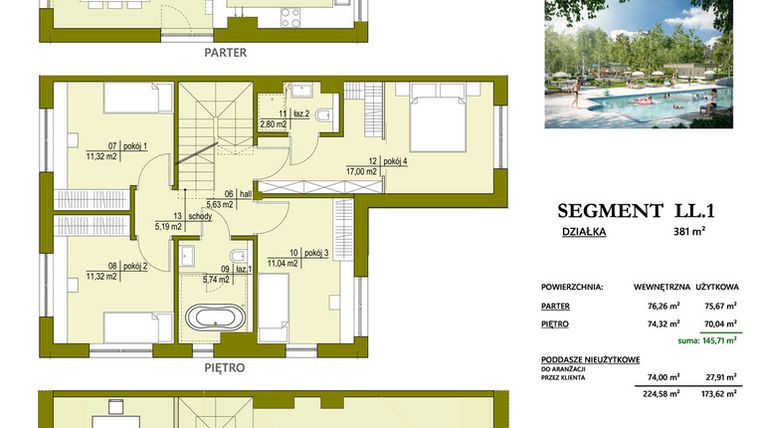 Rzut - Dom na sprzedaż 5 pokoi o powierzchni 145,71 m² - numer LL1 w Triton country 2026