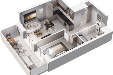 Rzut - Mieszkanie na sprzedaż 2 pokoje o powierzchni 39,15 m² - numer D.09.07 w Mieszkaj w mieście - Na Tysiącleciu budynek D