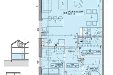 Rzut - Dom na sprzedaż 6 pokoi o powierzchni 150,6 m² - numer 6A w Wille przy Lesie