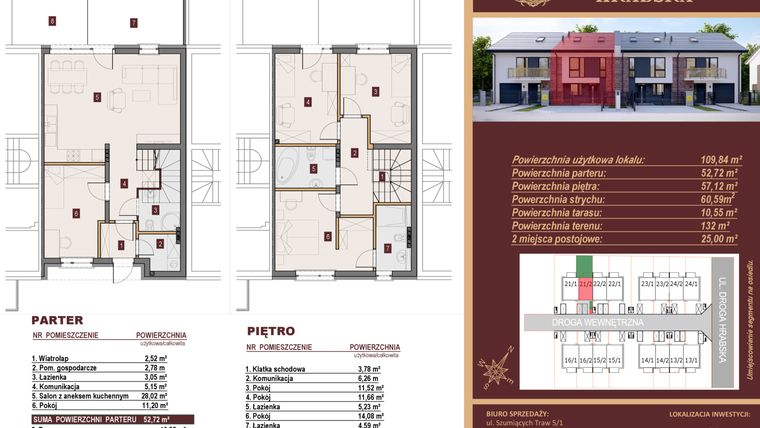 Rzut - Dom na sprzedaż 4 pokoje o powierzchni 113,2 m² - numer 21/2 w Dzielnica Hrabska etap IV