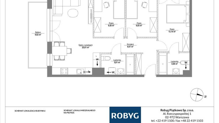 Rzut - Mieszkanie na sprzedaż 4 pokoje o powierzchni 77,57 m² - numer G2.5M04 w Początek Piątkowo G1 G2