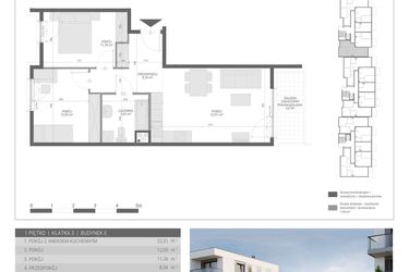 Rzut - Mieszkanie na sprzedaż 3 pokoje o powierzchni 59,69 m² - numer 50 w Monsa bud. E
