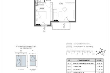 Rzut - Mieszkanie na sprzedaż 2 pokoje o powierzchni 46,03 m² - numer 9.A.17 w Nowe Południe bud. 9