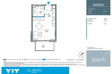 Rzut - Mieszkanie na sprzedaż 1 pokój o powierzchni 26,56 m² - numer DA0204 w Talarowa Park II