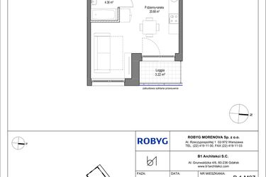 Rzut - Mieszkanie na sprzedaż 1 pokój o powierzchni 27,63 m² - numer B.1M07 w Leszczyńskich 2