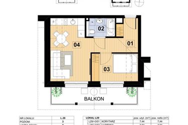 Rzut - Mieszkanie na sprzedaż 2 pokoje o powierzchni 33,84 m² - numer L29 w Green Park Resort III