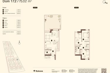 Rzut - Mieszkanie na sprzedaż 4 pokoje o powierzchni 75,02 m² - numer 17.2 w Bukowa