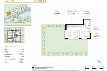 Rzut - Mieszkanie na sprzedaż 2 pokoje o powierzchni 41,26 m² - numer 0.1/I w Panorama Park