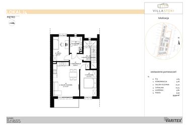 Rzut - Mieszkanie na sprzedaż 3 pokoje o powierzchni 53,92 m² - numer J4 w Villa Stoki (mieszkania)