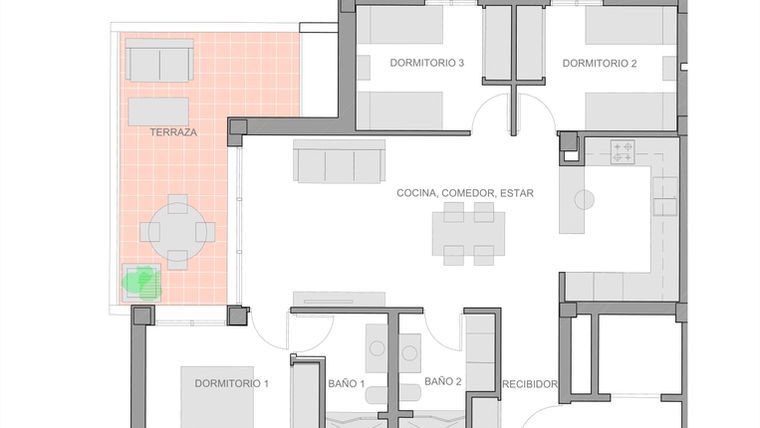 Rzut - Mieszkanie na sprzedaż 3 pokoje o powierzchni 101 m² - numer 6-3-2 w Apartamenty w Guardamar del Segura - 28271051