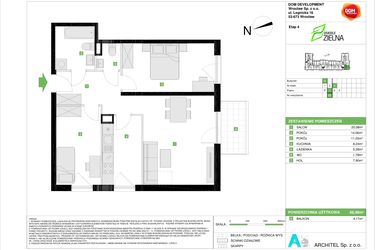 Rzut - Mieszkanie na sprzedaż 3 pokoje o powierzchni 68,99 m² - numer A.69 w Osiedle Zielna IV