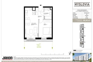 Rzut - Mieszkanie na sprzedaż 2 pokoje o powierzchni 39,34 m² - numer M.LM.20.2 w Myslovia