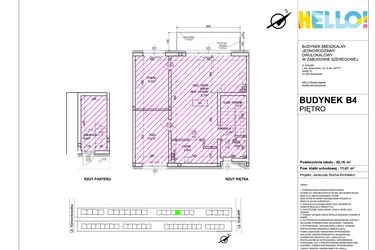 Rzut - Mieszkanie na sprzedaż 3 pokoje o powierzchni 62,16 m² - numer B4.2 w HELLO! KUKUŁKI bud. B