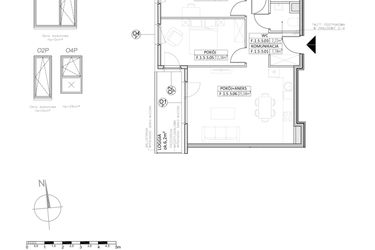 Rzut - Mieszkanie na sprzedaż 3 pokoje o powierzchni 64,8 m² - numer F.1.5.5 w Osiedle Koncept III