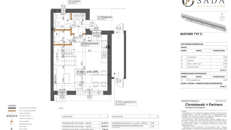 Rzut - Dom na sprzedaż 3 pokoje o powierzchni 88,49 m² - numer II/42 w Osada Magdalenka