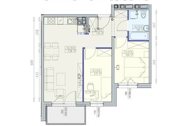 Rzut - Mieszkanie na sprzedaż 3 pokoje o powierzchni 52,67 m² - numer K2 10/2/10/3a w Południk 17 - budynek K2
