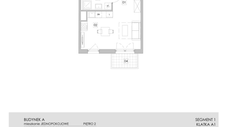 Rzut - Mieszkanie na sprzedaż 1 pokój o powierzchni 29,52 m² - numer A1.2.11 w ATAL Ruczaj