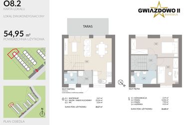 Rzut - Dom na sprzedaż 4 pokoje o powierzchni 54,95 m² - numer O8.2 w Gwiazdowo II