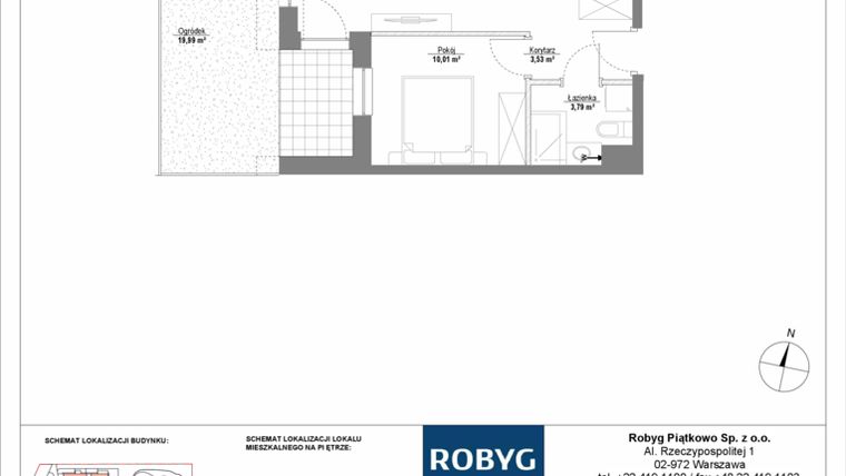 Rzut - Mieszkanie na sprzedaż 2 pokoje o powierzchni 37,5 m² - numer 0M02 w Początek Piątkowo bud. I