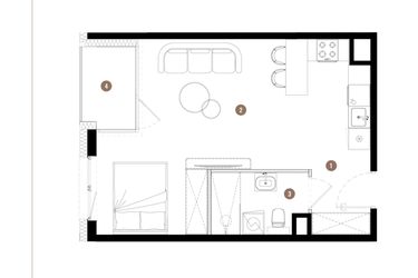Rzut - Mieszkanie na sprzedaż 1 pokój o powierzchni 36,26 m² - numer C2.03.21 w Apartamenty Reytana