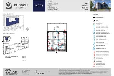 Rzut - Mieszkanie na sprzedaż 1 pokój o powierzchni 29,21 m² - numer M207 w Chodźki Residence 2