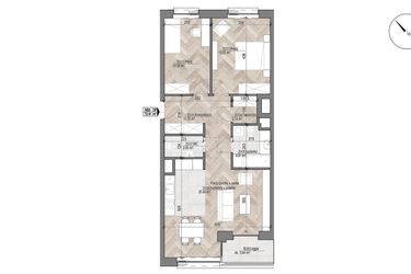 Rzut - Mieszkanie na sprzedaż 3 pokoje o powierzchni 72,91 m² - numer 20 w Apartamenty Czysta