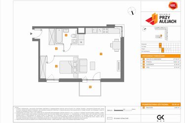 Rzut - Mieszkanie na sprzedaż 2 pokoje o powierzchni 50,93 m² - numer C13 w Osiedle Przy Alejach etap 2