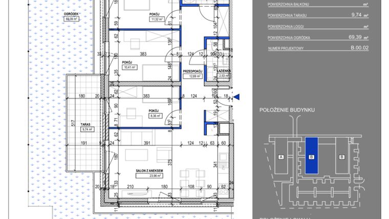 Rzut - Mieszkanie na sprzedaż 4 pokoje o powierzchni 76,18 m² - numer II.3 w Harcerska 8