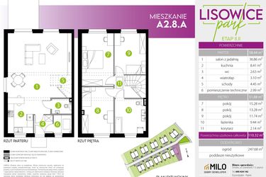 Rzut - Mieszkanie na sprzedaż 4 pokoje o powierzchni 110,32 m² - numer A.2.8.A w Lisowice Park etap 2+