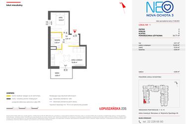 Rzut - Mieszkanie na sprzedaż 2 pokoje o powierzchni 34,77 m² - numer 11 w Neo Nova Ochota 3