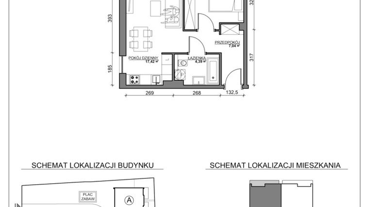 Rzut - Mieszkanie na sprzedaż 2 pokoje o powierzchni 39,05 m² - numer F5 w Kierpcowa Apartamenty