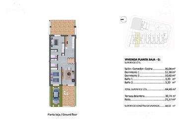 Rzut - Dom na sprzedaż 2 pokoje o powierzchni 88,02 m² - numer 66 w Domy w Pilar de la Horadada - 16331918